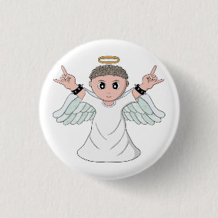 Heavy Music Loving Angel Button