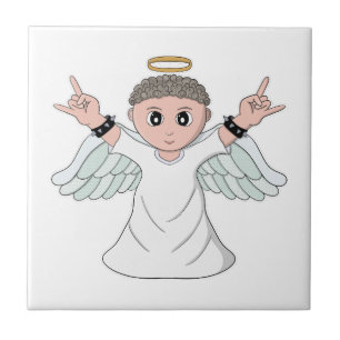 Heavy Music Loving Angel Ceramic Tile