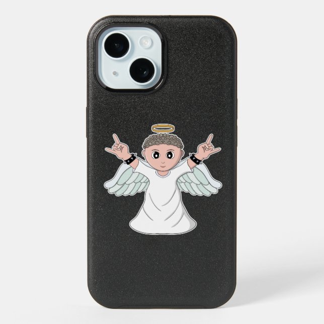 Heavy Music Loving Angel iPhone 15 Case (Back)