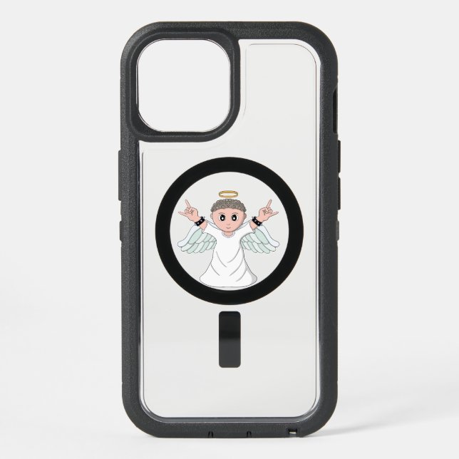 Heavy Music Loving Angel iPhone 15 Case (Back)