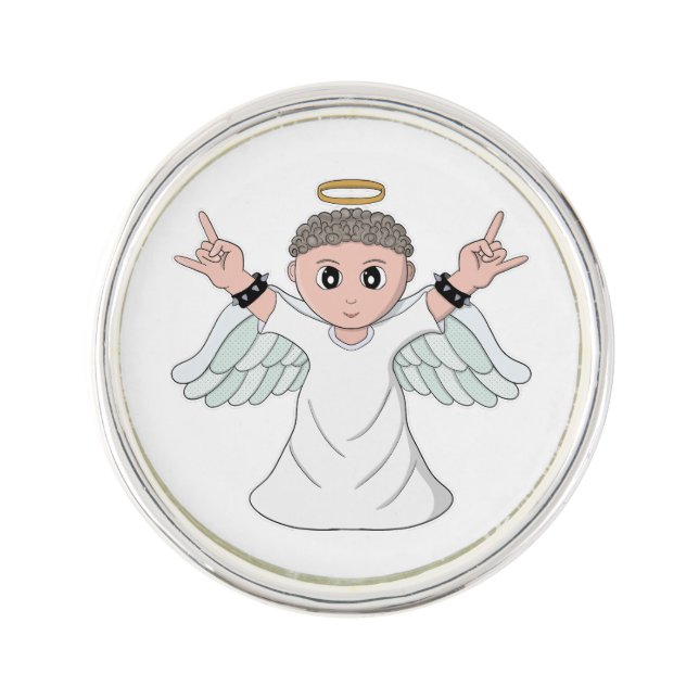 Heavy Music Loving Angel Lapel Pin (Front)