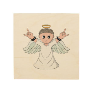 Heavy Music Loving Angel Wood Wall Art