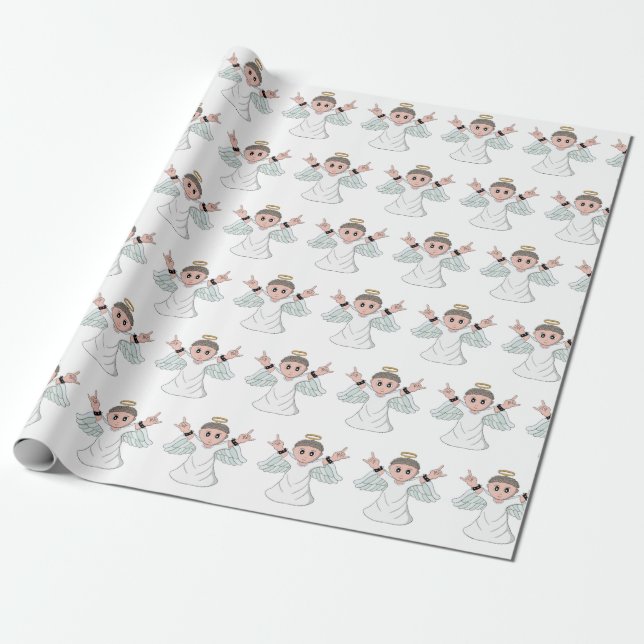 Heavy Music Loving Angel Wrapping Paper (Unrolled)