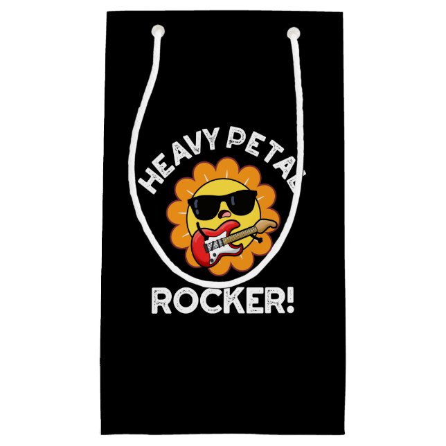 Heavy Petal Rocker Funny Flower Pun Dark BG Small Gift Bag (Front)