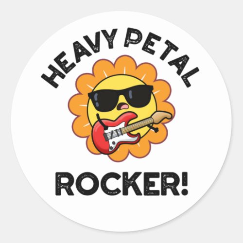 Heavy Petal Rocker Funny Heavy Metal Flower Pun Classic Round Sticker