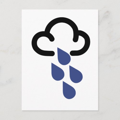 Heavy Rain Retro weather forecast symbol Postcard