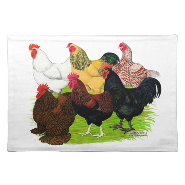 Heavy Rooster Assortment Cloth Placemat (Front)