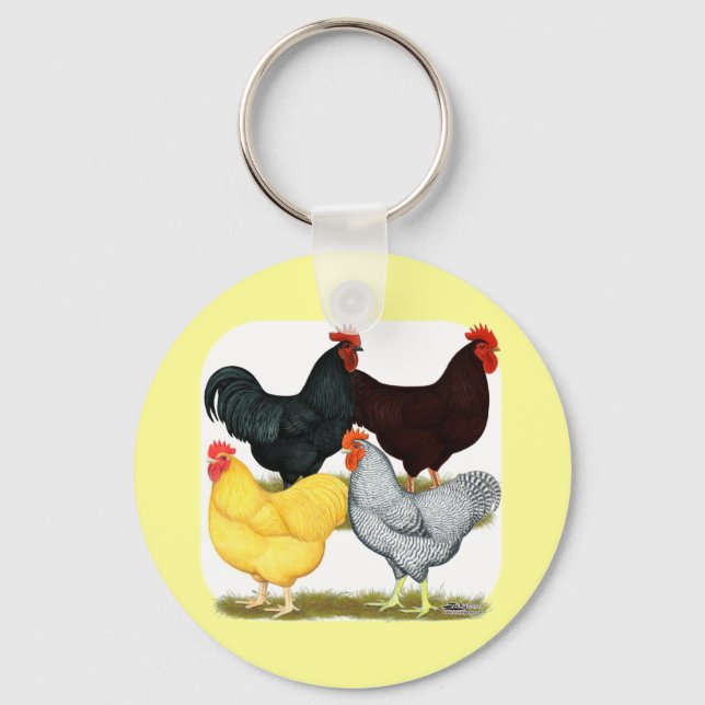 Heavy Rooster Chicken Quartet Keychain (Front)