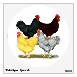 Heavy Rooster Chicken Quartet Wall Decal