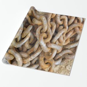Heavy Rusted Metal Chain Wrapping Paper