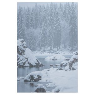Heavy snow fall lake Fusine, Italy Gallery Wrap