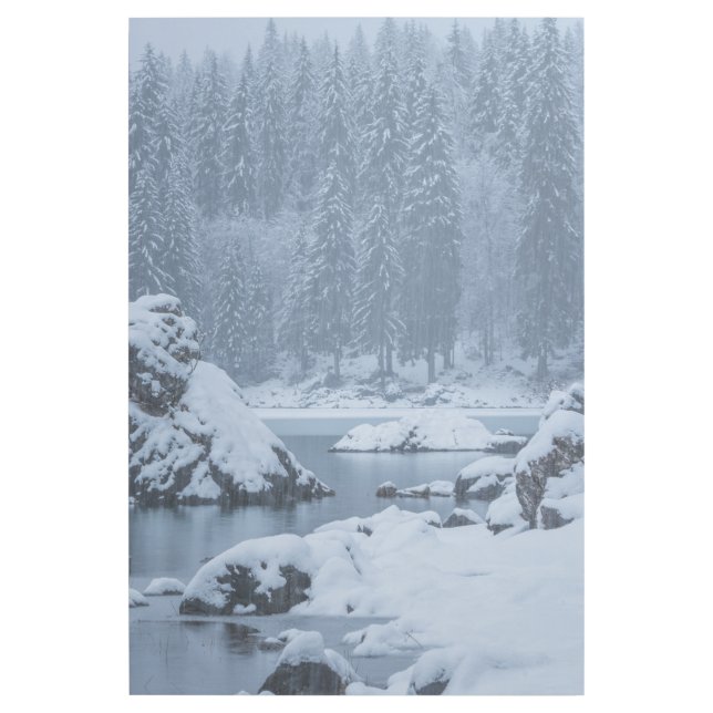 Heavy snow fall lake Fusine, Italy Gallery Wrap (Front)
