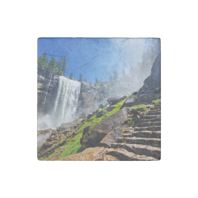 Heavy Spray from Vernal | Yosemite National Park Stone Magnet (Front)