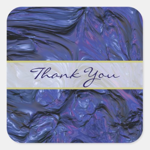 Heavy Texture Purple Blue Paint Thank You Square Sticker