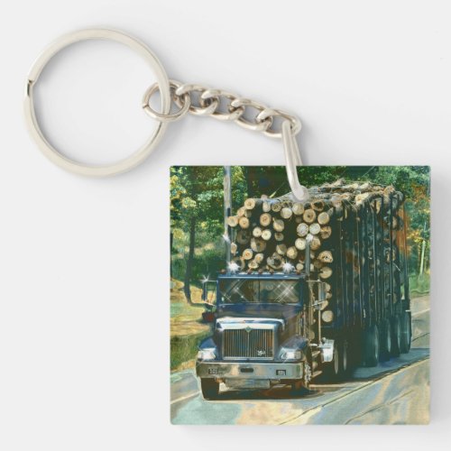 Heavy Transport Logging Truck Art for Lorry Driver Keychain