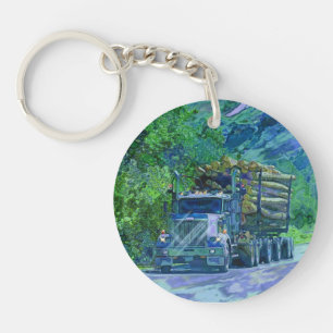 Heavy Transport Logging Truck Art for Lorry Driver Keychain