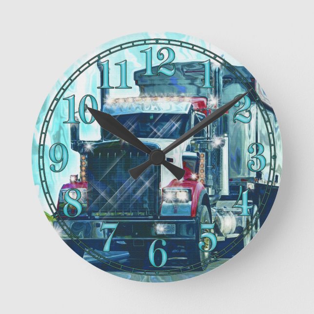 Heavy Transport Red Truck Art Wall Clock (Front)