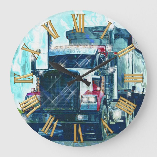 Heavy Transport Red Truck Art Wall Clock (Front)