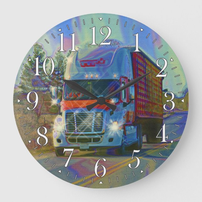 Heavy Transport Red Truck Wall Clock (Front)
