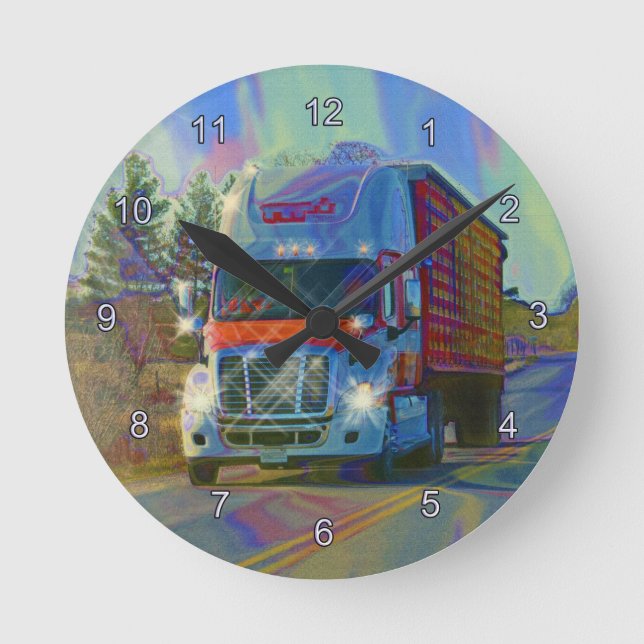 Heavy Transport Red Truck Wall Clock (Front)