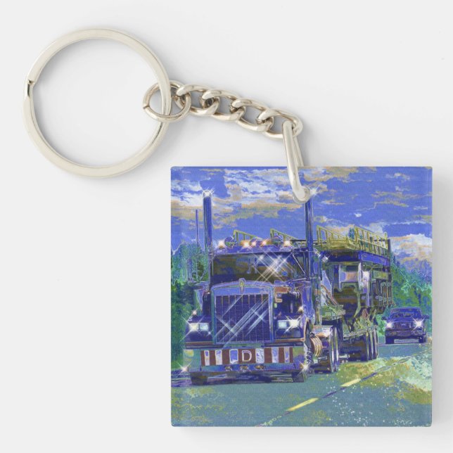 Heavy Transport Truck Art for Lorry Drivers Keychain (Front)