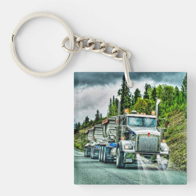 Heavy Transport Truck Art for Lorry Drivers Keychain (Front)