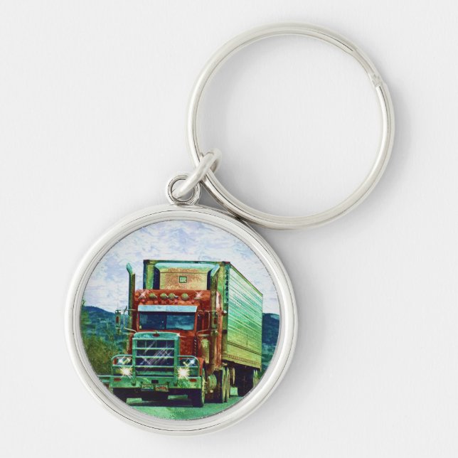 Heavy Transport Truck Art for Lorry Drivers Keychain (Front)