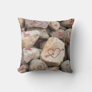Heavy Valentine Hearts, Hand Drawn Art Print Throw Pillow
