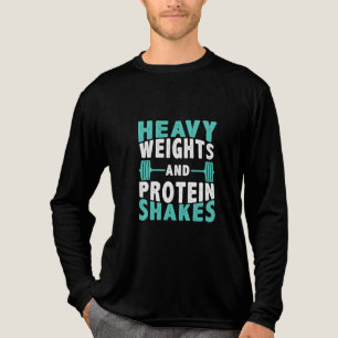 heavy weights and shake proteins gym motivational Tri-Blend shirt