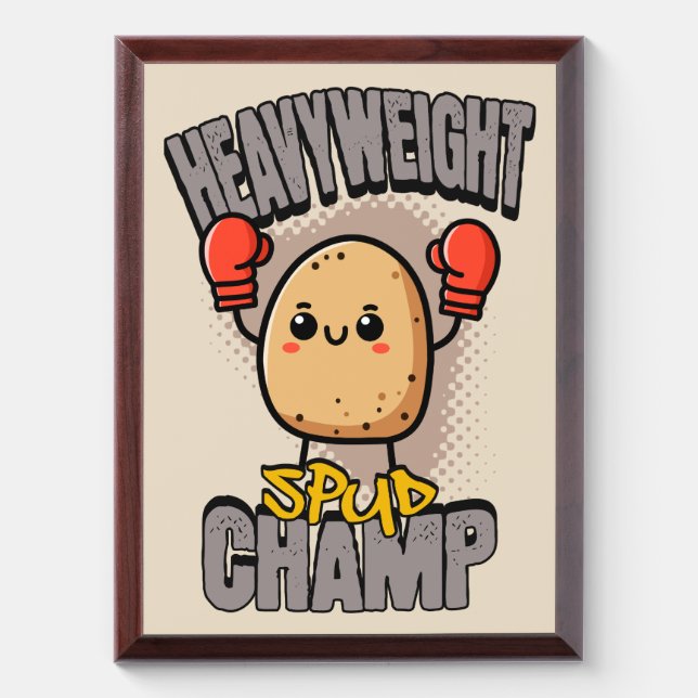 Heavyweight Spud Champ Boxing Potato  Award Plaque (Vertical)