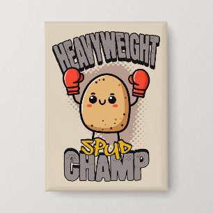 Heavyweight Spud Champ Boxing Potato  Button