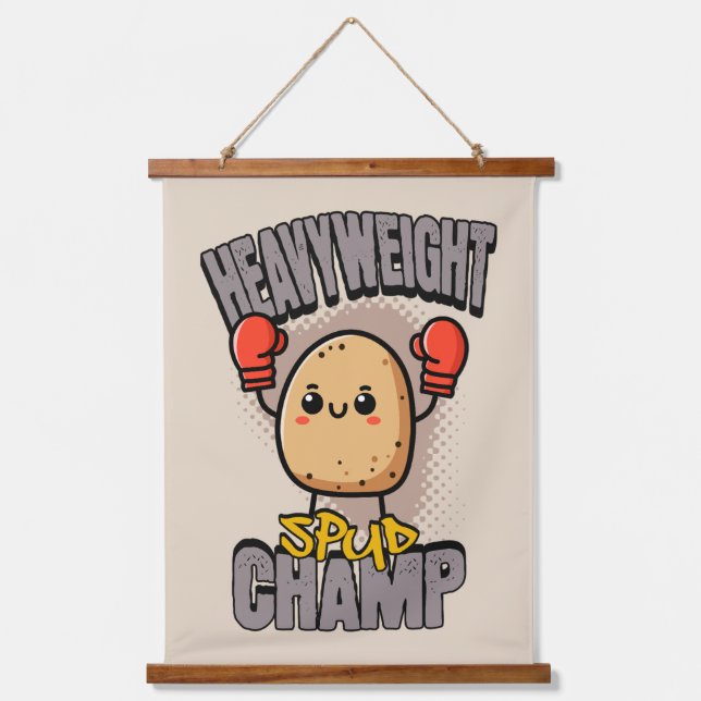 Heavyweight Spud Champ Boxing Potato  Hanging Tapestry (Front)