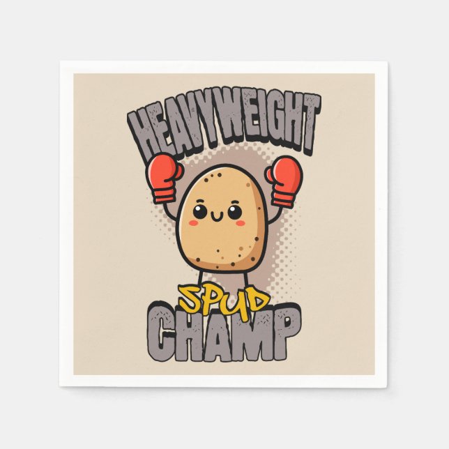 Heavyweight Spud Champ Boxing Potato  Napkins (Front)