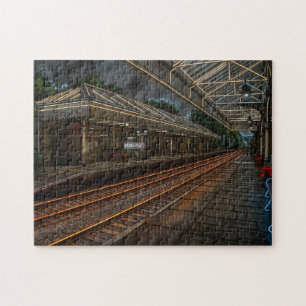 Hebden Bridge Railway Station Vintage Neon Art Jigsaw Puzzle