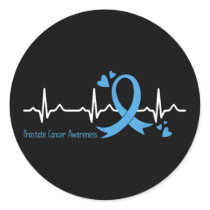 Hebeat Light Blue Ribbon Prostate Cancer Awareness Classic Round Sticker