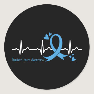 Hebeat Light Blue Ribbon Prostate Cancer Awareness Classic Round Sticker