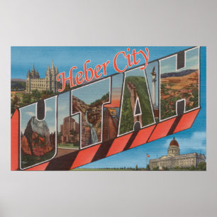 Heber City, Utah - Large Letter Scenes Poster
