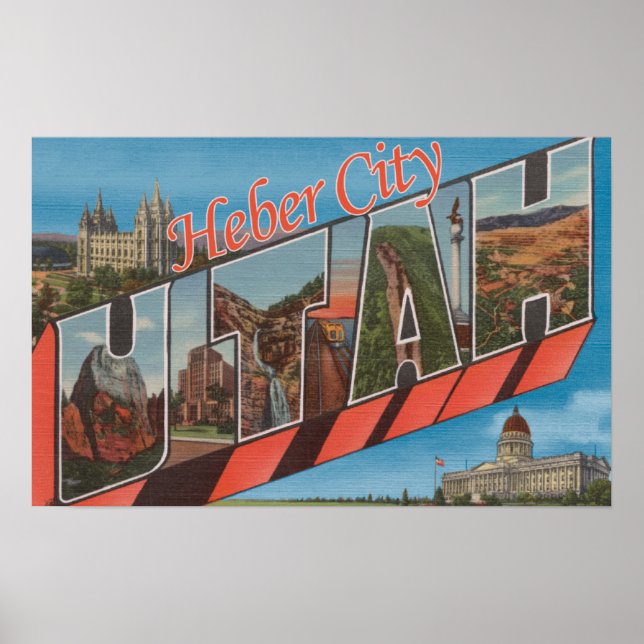 Heber City, Utah - Large Letter Scenes Poster (Front)