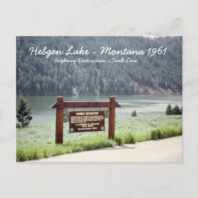 Hebgen Lake Montana 1961 Quake Fault Line Postcard (Front)