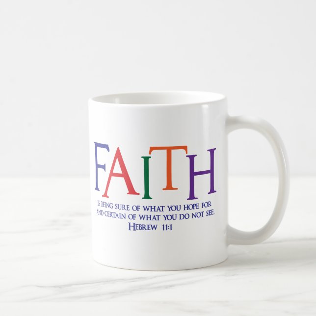 Hebrew 11:1, multi-color coffee mug (Right)