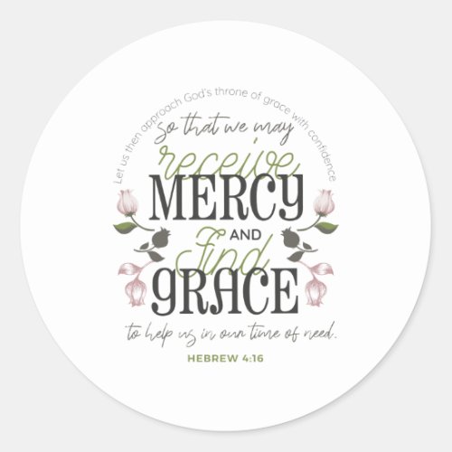 Hebrew 416 quotes with floral art white ver classic round sticker