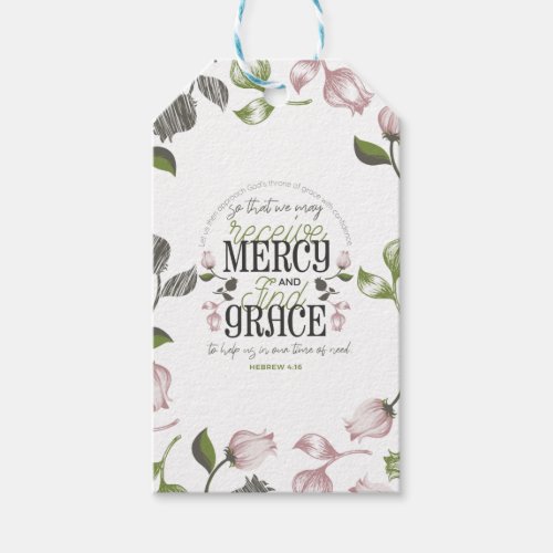 Hebrew 416 quotes with floral art white ver gift tags