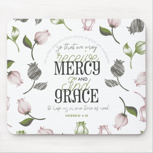 Hebrew 416 quotes with floral art white ver mouse pad