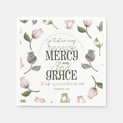 Hebrew 416 quotes with floral art white ver napkins