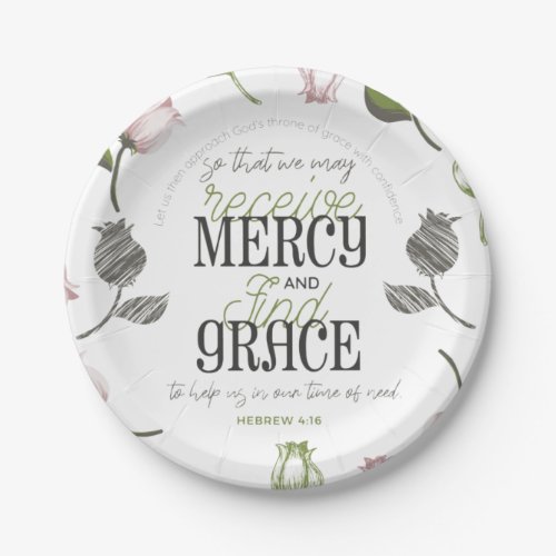 Hebrew 416 quotes with floral art white ver paper plates
