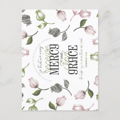 Hebrew 416 quotes with floral art white ver postc postcard