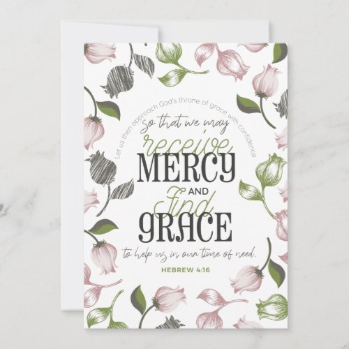 Hebrew 416 quotes with floral art white ver thank you card
