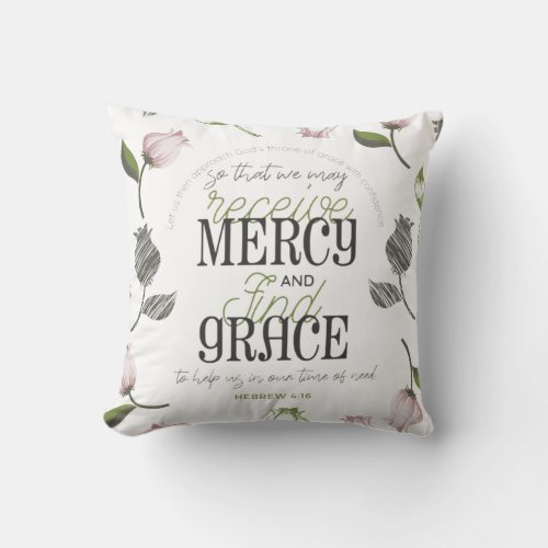 Hebrew 416 quotes with floral art white ver throw pillow