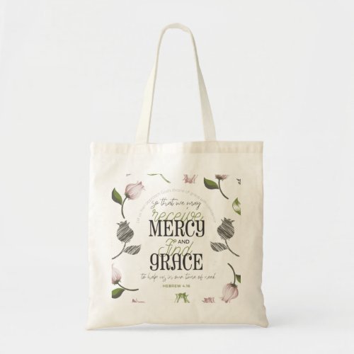 Hebrew 416 quotes with floral art white ver tote bag