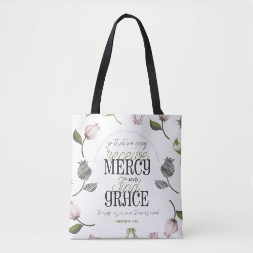 Hebrew 416 quotes with floral art white ver tote bag